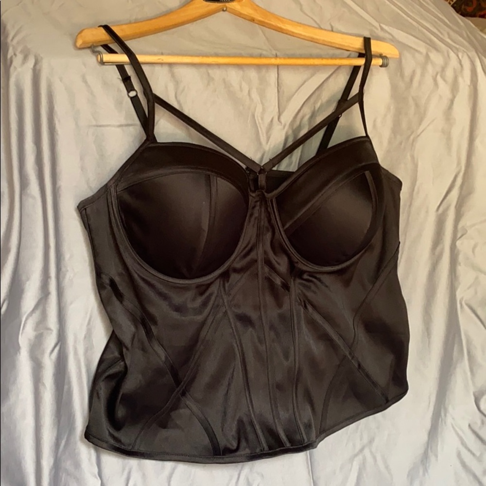 Black satin bustier
